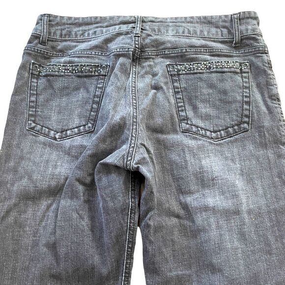 Zena Studded Denim Folded Hem Capri Sz 12P - Picture 4 of 13